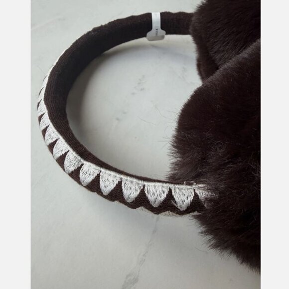 NWT Anthropologie Violet & Brooks Embroidered Faux Fur Earmuffs Espresso main image 4